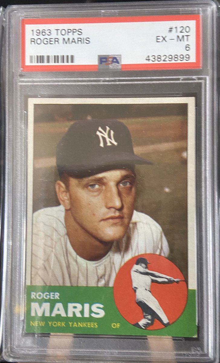 firstpitchmitch's tweet photo. 🚨🚨 Today’s #CoronaLockdown #MondayFunday giveaway is a vintage 1963 Topps Roger Maris @psacard graded! Share and follow @firstpitchmitch &amp; @BaseballfineArt - drop a comment when you complete the task. Hope everyone is well! #thehobby #whodoyoucollect #mlb #yankees #vintage https://t.co/mFd1tBHrZ6