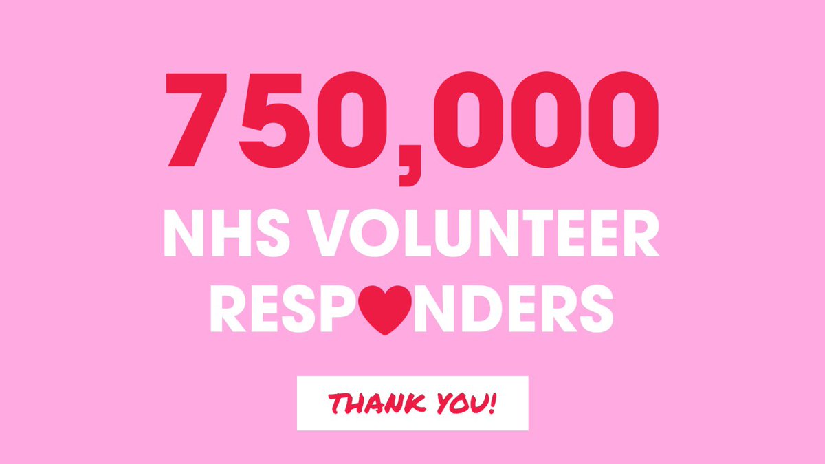 MattHancock's tweet photo. A staggering 750,000 people have now joined NHS Volunteers to fight #coronavirus. Thank you to all those stepping forward in our national effort https://t.co/WFR7Gkc2k2