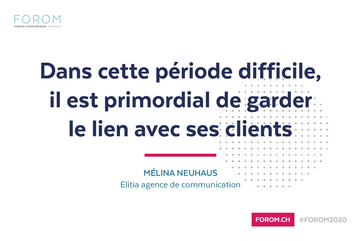 FOROM_CH's tweet photo. Retrouvez chaque semaine les conseils des partenaires du FOROM, durant cette période spéciale. Nous démarrons cette série de conseils avec @Elitia_Agency. Et vous, comment vous y prenez-vous pour garder le lien avec vos clients en ce moment?
#FOROM2020 https://t.co/BuwgSWWtCt