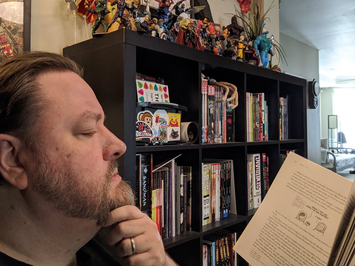 mrfi23's tweet photo. Sitting in the library, in my PJs, reading about what would happen if we tried to eliminate the common cold through social distancing the entire planet. #HMStelePRIDE #FCSRising @HMSMustangPride https://t.co/HCNqCN92I7