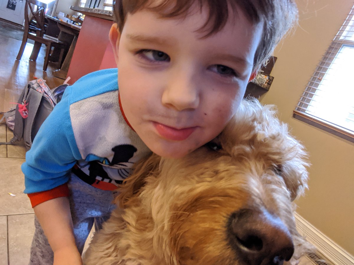 My buddy William getting pumped for our digital spirit week with his dog!  #whittierschool97 #weared97