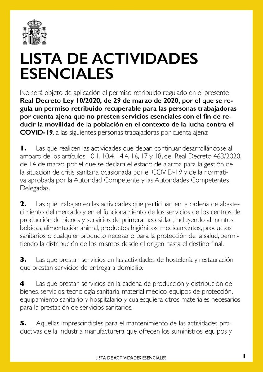 FAVAGUERE's tweet photo. Adjuntamos la lista de actividades esenciales que están permitidas https://t.co/Xy31XXffof