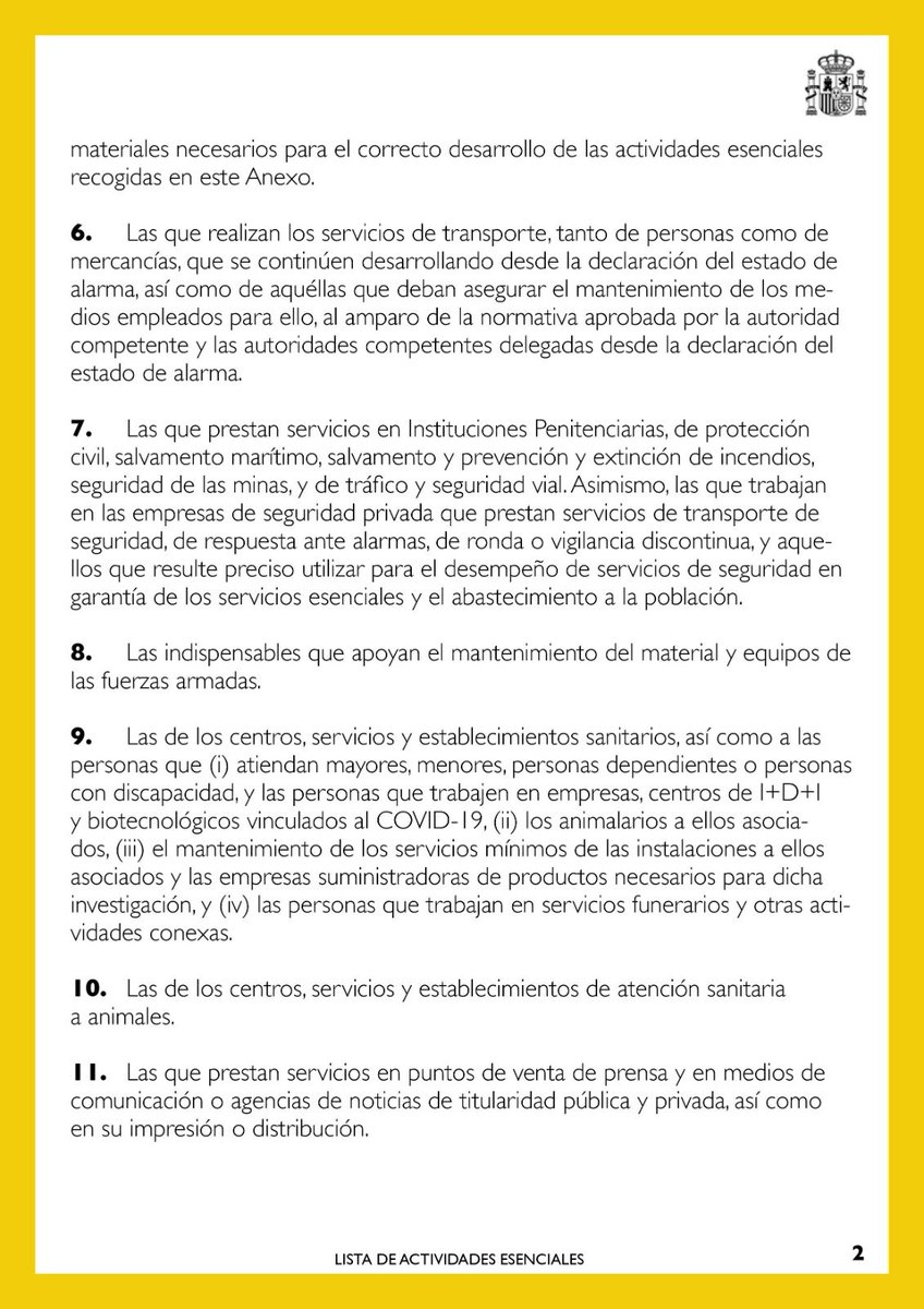 FAVAGUERE's tweet photo. Adjuntamos la lista de actividades esenciales que están permitidas https://t.co/Xy31XXffof