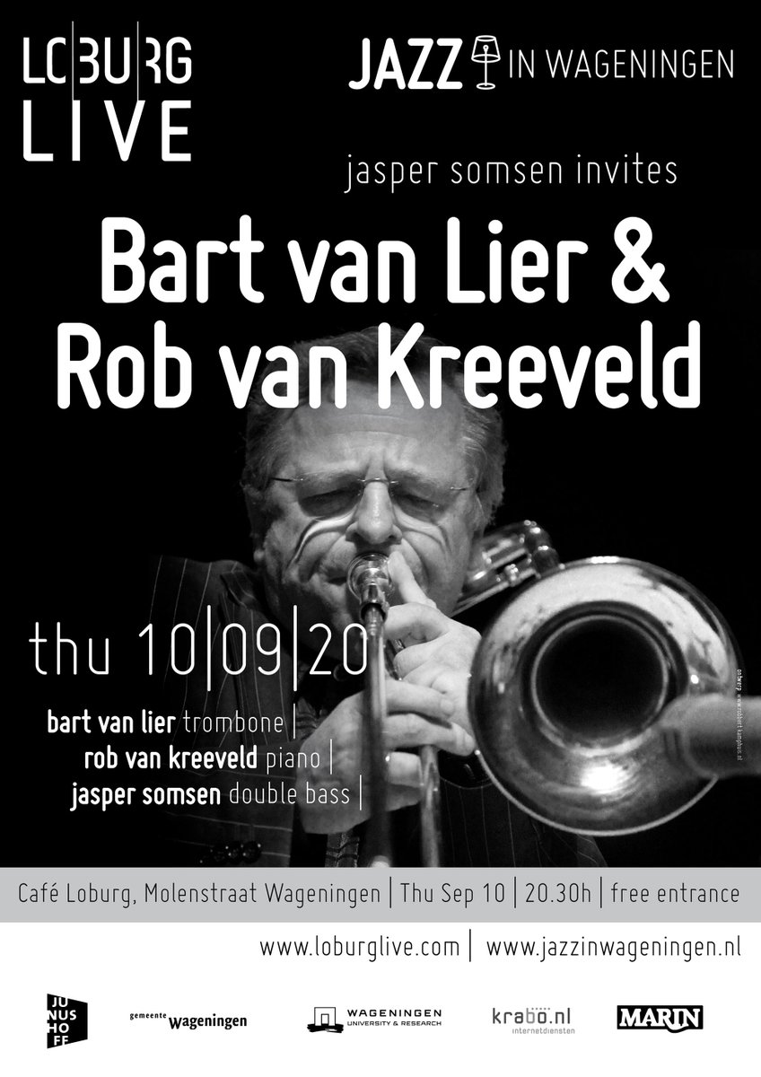In de serie @JasperSomsen Invites… ontvangt contrabassist Jasper Somsen twee levende iconen uit de Nederlandse jazzgeschiedenis. Op donderdagavond 10 september, om 20.30 uur, betreden trombonist Bart van Lier en pianist Rob van Kreeveld het podium van <a href="/CafeLoburg/">Café Loburg</a>. Gratis entree!
