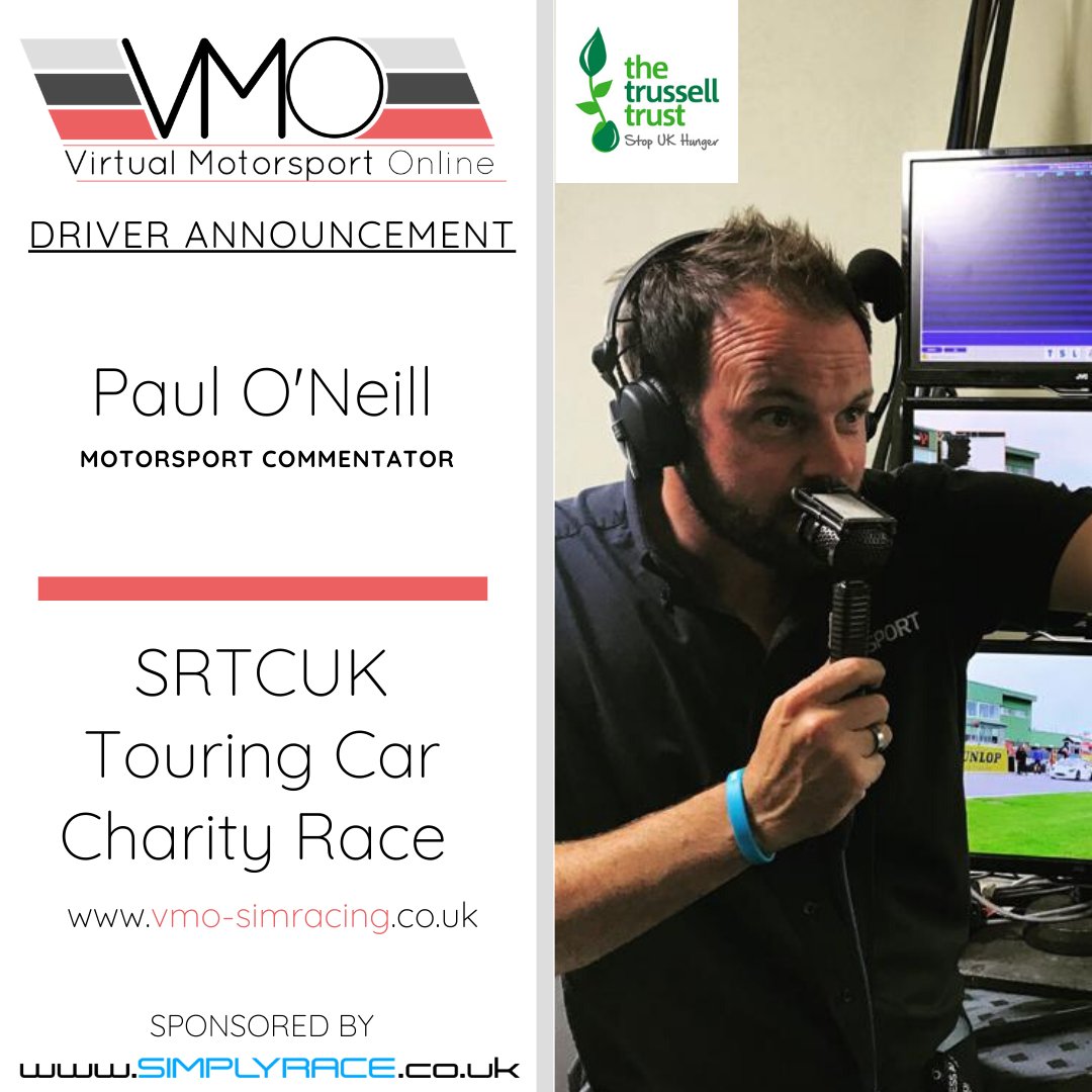 VMO - Virtual Motorsport Online (@vmovirtual) on Twitter photo How about another driver announcement for the SRTCUK Charity Event on Sunday April 5th?
BTCC Race Winner and Commentating legend, <a href="/PaulONeill29/">Paul O'Neill 💥</a>!
discord.gg/bQeYZXM
#staysafe #notbtcc #vmo #simracing #charity #foodbank #trusselltrust #thrustmaster #simplyrace #commentator How about another driver announcement for the SRTCUK Charity Event on Sunday April 5th?
BTCC Race Winner and Commentating legend, <a href="/PaulONeill29/">Paul O'Neill 💥</a>!
discord.gg/bQeYZXM
#staysafe #notbtcc #vmo #simracing #charity #foodbank #trusselltrust #thrustmaster #simplyrace #commentator