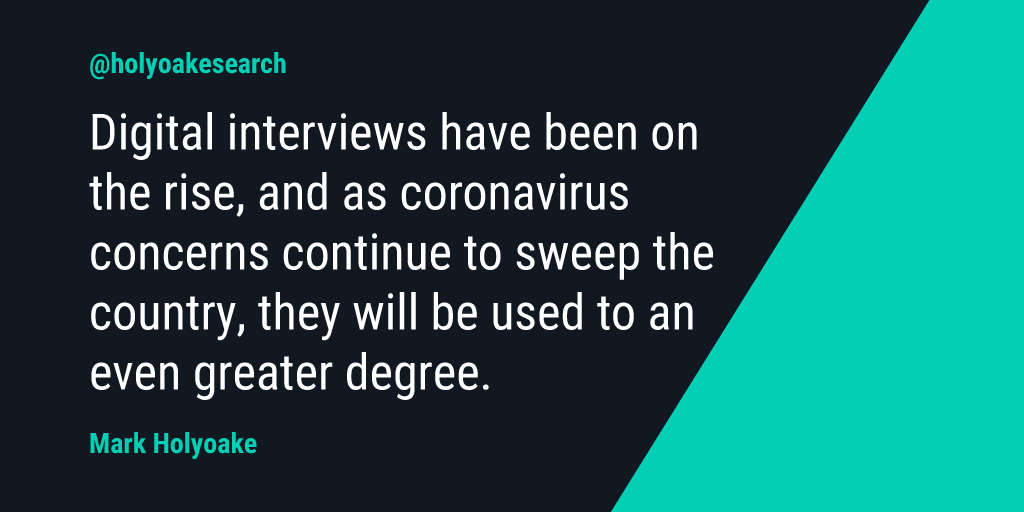 markholyoake's tweet photo. Digital interviews can be faster, more cost-effective, and most importantly, safer, for candidates and hiring managers during these unprecedented times.
#covid19 #digitalinterviews #workingfromhome #selfisolation https://t.co/Z9Syq6JphY