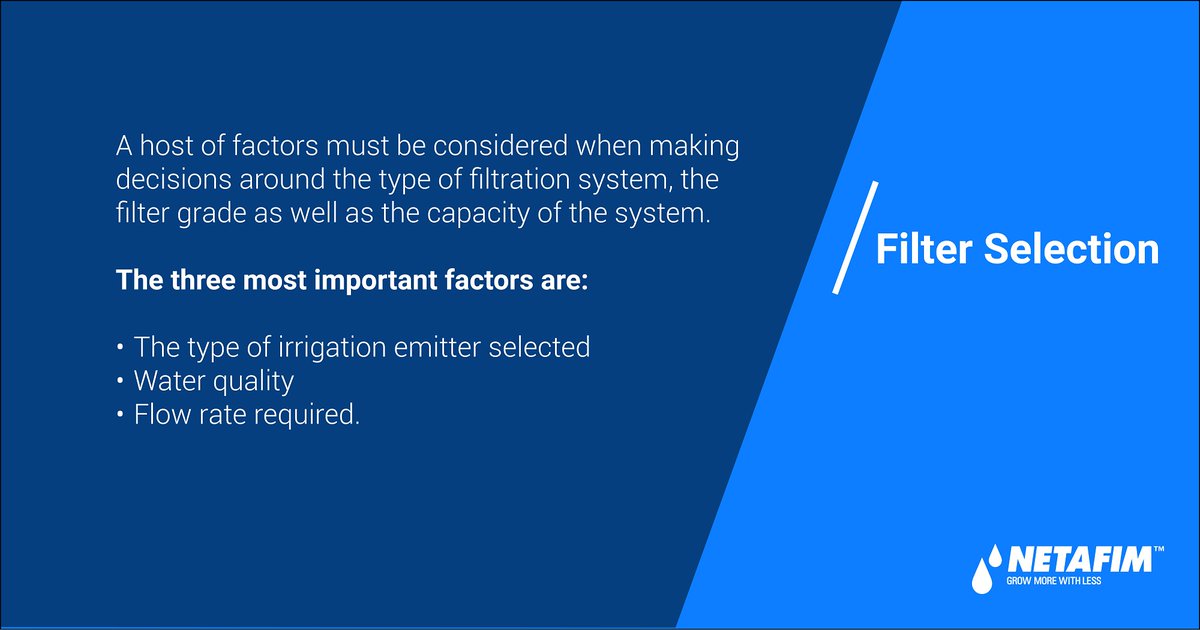 NetafimSA1's tweet photo. It is very important to make the correct choices in filter selection.
Visit https://t.co/1PysNJaAGg for more information or send an email to infoza@netafim.com
#growmorewithless #filterselection #NetafimSA #Netafim #discfilter #screenfilter #knowledgehub https://t.co/zV6hHC5uUv