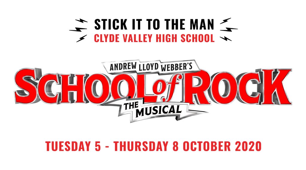 Who's ready to Stick it to the Man? 🎸

Clyde Valley High School will present SCHOOL OF ROCK the Musical in October 2020!

Sign up for School of Rock here by Friday 3rd April: bit.ly/2JnKj2O 🤟🏼

#StickItToTheMan #October2020 #SignUp #Exciting #teamCVHS <a href="/ClydeValleyHS/">Clyde Valley High School</a>