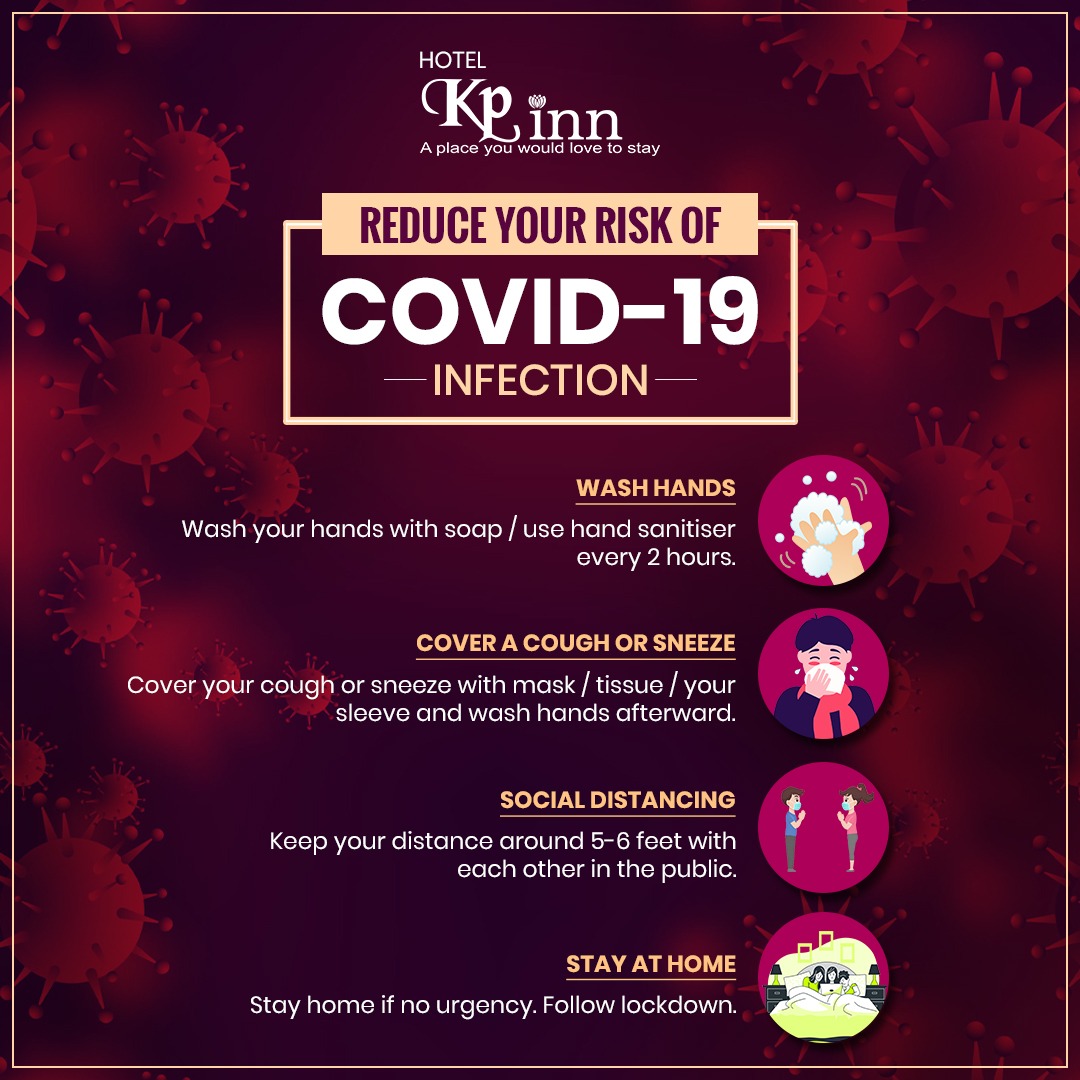 HotelKPInn's tweet photo. https://t.co/hVUPinQa4g
REDUCE YOUR RISK OF COVID-19
1. WASH HANDS
2. COVER A COUGH OR SNEEZE
3. SOCIAL DISTANCING
4. STAY AT HOME
#hotelkpinn #nagpur #COVID19 #WashHands #UseSanitiser #UseFaceMask #SocialDistance #AvoidPublicPlace #StayHome #StaySafe #lockdown #Coronavirustruth https://t.co/RHndjGiCju