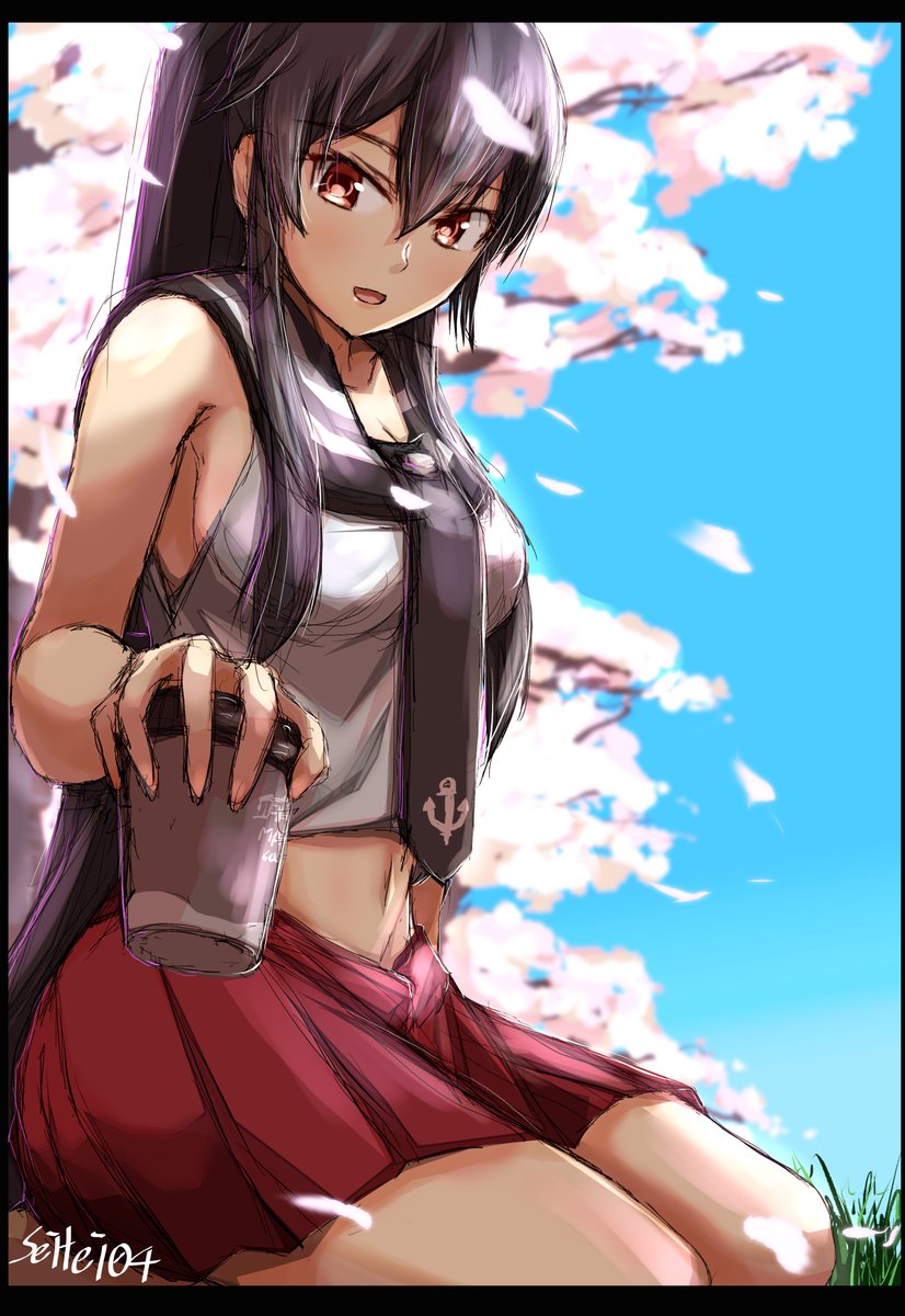 矢矧(艦これ) 「願わくは桜の下にて矢矧と花見 
#艦これ版深夜の真剣お絵描き60分一本勝負  
」|seiteiのイラスト