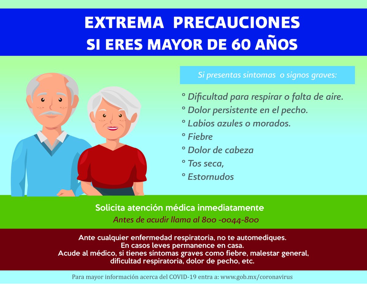 ARuizMaciel's tweet photo. #Precaución
@Tu_IMSS te recomienda extremar precauciones y cuidados con nuestros Adultos Mayores, sobre todo a quienes padecen enfermedades crónicas o que tienen un trasplante para limitar el contagio de #COVIDー19 
👵🏽¡Cuidemos de ellas y ellos!👴🏽
👉🏽https://t.co/v1NRU95Xqk https://t.co/8wGRHxVNJo