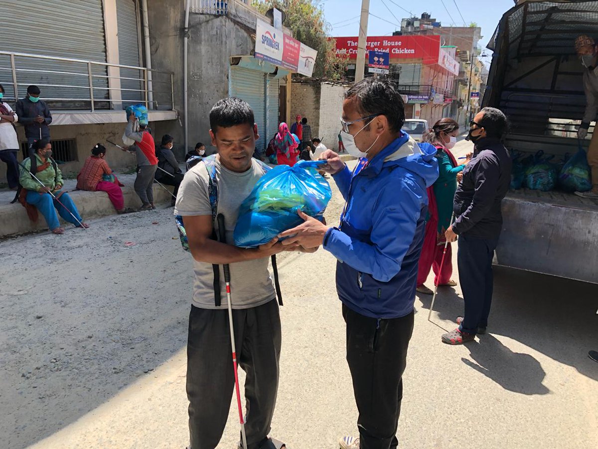 aolnepal's tweet photo. @ArtofLiving #Nepal initiated to support 5000 families in Phase 1. #iStandwithHumanity started Today supporting visually impaired &amp; people from marginalized communities. 

Pledge - 
9851021650, 9851025600, 9851026468, 9813699979

#ArtofLivingImpact #AOLDisasterRelief #COVID19 https://t.co/ySuWVpv7pI