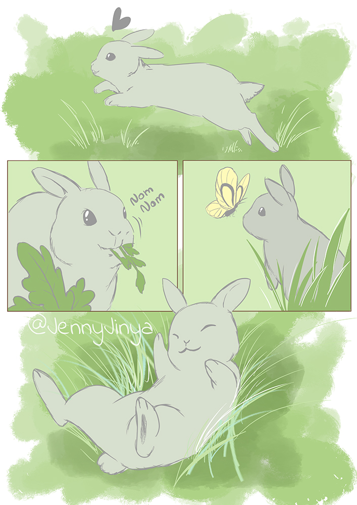Kinda unhappy with this one, had too much story in my mind, but too few pages lol.
Anyway, the message is still important. Rabbits often suffer from poor keeping and are often abandoned, especially around Easter time. Remaining pages are in the comments.
1/3