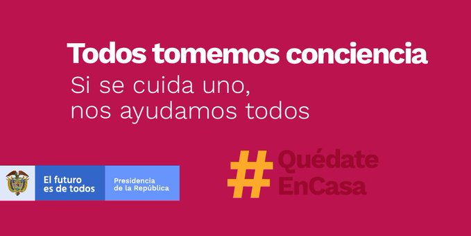 ConsejeriaDDHH's tweet photo. La mejor manera de proteger a los que más queremos es quedándonos en casa. Hoy, miles de colombianos dicen #QuédateEnCasa. https://t.co/3Eues6vhpN