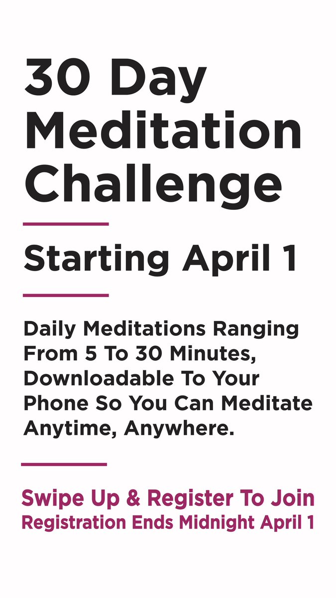 GretchenBleiler's tweet photo. Join my 30 Day Meditation Challenge starting Wednesday, April 1st. Click the link below to register now and join a powerhouse community that all has the same goal- meditate everyday for 30 days 🔥
https://t.co/Bt3MXHXk3B https://t.co/Bkb935qJqZ