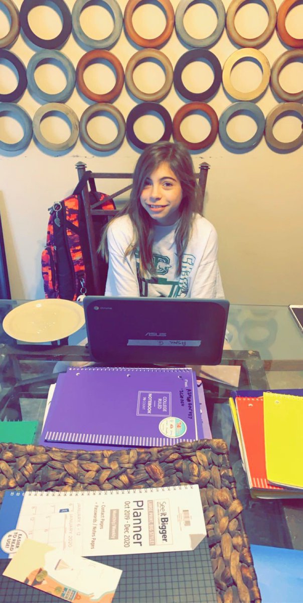 Mattgg1984's tweet photo. Aspen first day of online school! #Swaney #ChadwicksIdea #DerbyOnline https://t.co/98cfkiDUXe