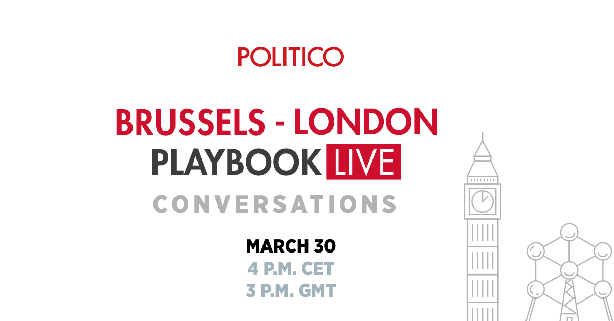 POLITICOEurope's tweet photo. Watch now - POLITICO's Brussels and London Playbook writers online from their respective living rooms discussing the fallout of the coronavirus. https://t.co/z7jOYpZE5L #VirtualPlaybook https://t.co/eSPIDkP5py