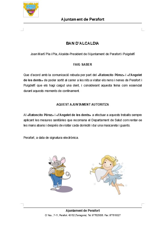 KIDSCLUSTER's tweet image. A #Perafort han autoritzat al #RatoncitoPérez i a l'Angelet de les Dents a continuar amb la seva tasca, doncs realitzen serveis essencials. Això sí, han de fer servir mascareta 😷 i rentar-se molt bé les mans 👏
#coronavirus #COVID19 #actitudludica #JugarEnFamilia