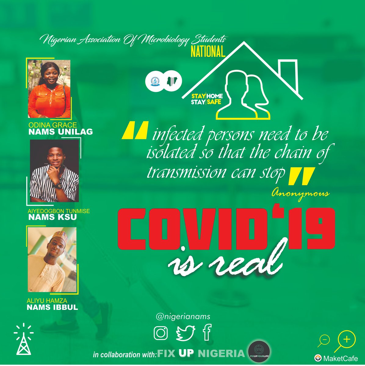 NigeriaNams's tweet photo. #COVID'19 is real and it does not affect only a particular class of people. 

Take responsibility  and keep safe https://t.co/CBwqhyVQlx