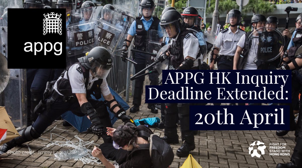 Stand_with_HK's tweet photo. UK’s APPG #HongKong has extended the submissions deadline for their inquiry into human rights abuses enacted against medical workers and humanitarian symbols, due to #coronavirus implications.

❗️New deadline is 20th April 

🗂 Submit evidence at https://t.co/sBM9xlIYnN https://t.co/q15VYHJTHs