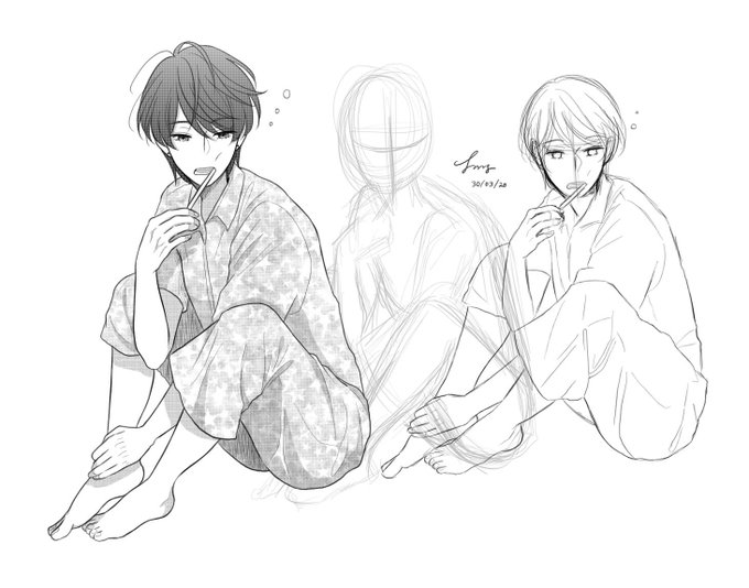 Another anatomy study (lgi2 ref pose dri pinterest)

Cara ku belajar:
1. Cari ref pose (ku lebi suka pk manusia beneran)
2. Coba croquis dulu
3. Tracing ref pose, supya tau kesalahan croquis dmna
4. Benerin croquis yg awal brdasarkan apa yg didapet
Aga lama but it works for me 👍🏻 