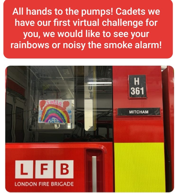 LFBFireCadets's tweet photo. Please send a photo of your completed work to your fire cadets coordinator or post here and tag @LFBFireCadets #StayHomeStaySafe #windowwellness #rainbowwindow https://t.co/9WMON2CeZd