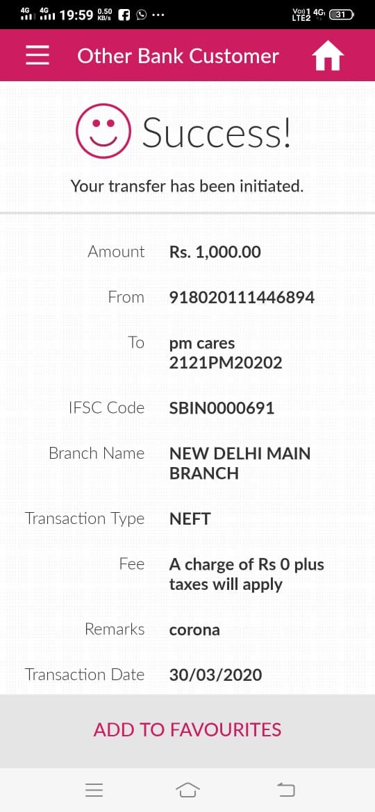 A drop in the ocean can make a huge difference.. I have contributed my drop.. let us all come up with whatever we can..
#PMCaresFund #IndiaFightsCorona