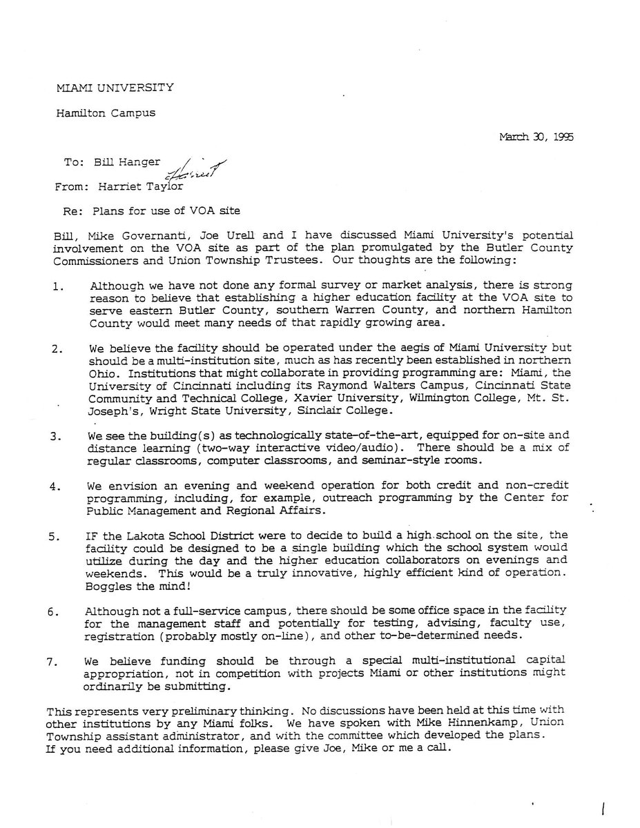 MUOhioVOALC's tweet photo. 25 years ago today a memo at Miami University launched a process that led to the Voice of America Learning Center. Things evolved over time, but Miami always pressed forward. Nice celebrating an anniversary of an idea like this one!  @MiamiRegionals @westchestertwp @LibertyTwpOH https://t.co/z3WRnyujzW