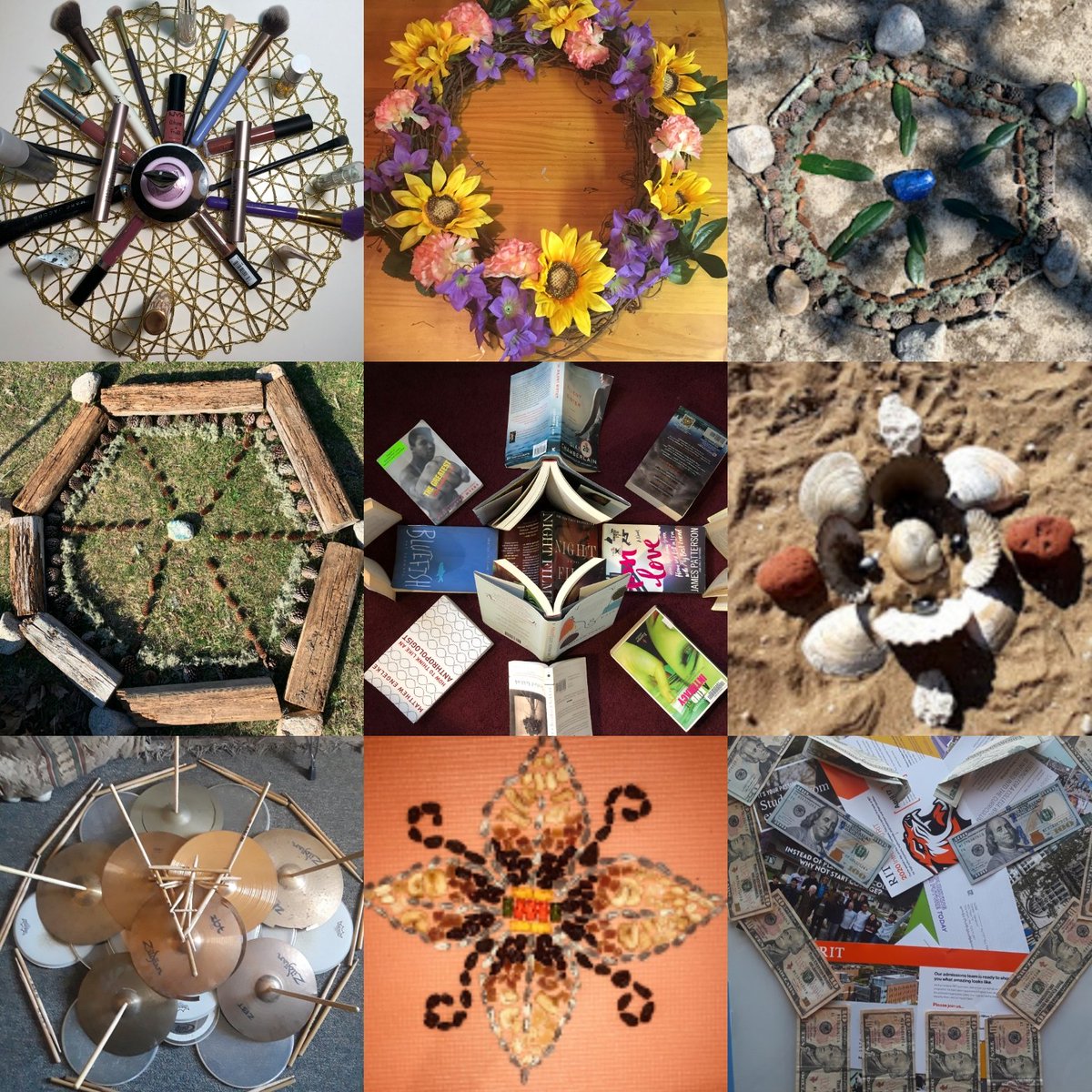 After the first week of distance learning, Art 2 students completed mandala-style installations in and around their homes. One problem to solve, so many solutions #creativity #positivelywareham #successliveshere