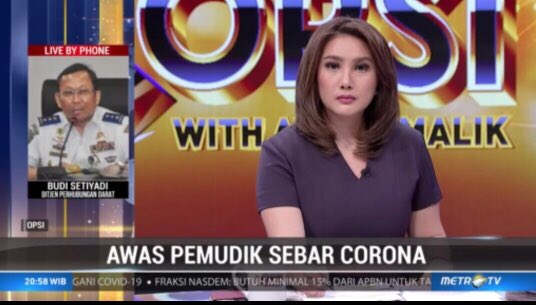 #OPSIMetroTV "Kita akan mulai uji coba pembatasan kendaraan angkutan umum, bus dulu kita coba batasi. Kita akan lakukan kajian, kemudian jika harus batasi pemudik terutama utk pekerja informal, kita akan kurangi bus-bus ini yg ke arah Jawa." Budi Setiyadi #AwasPemudikSebarCorona