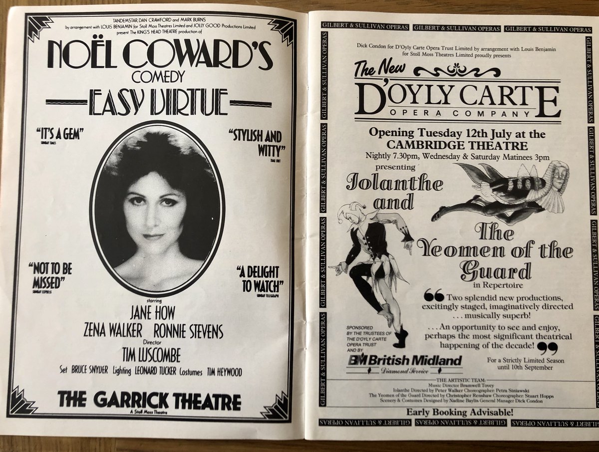What else was playing at the same time as  #Winnie?  #NoelCoward at the Garrick,  @DOylyCarteOpera at the Cambridge & a David Williamson comedy I've never heard of called Emerald City at the Lyric. Did you see any of these? @NimaxTheatres  @LWTheatres  #DudleysProgrammes  #lockdown