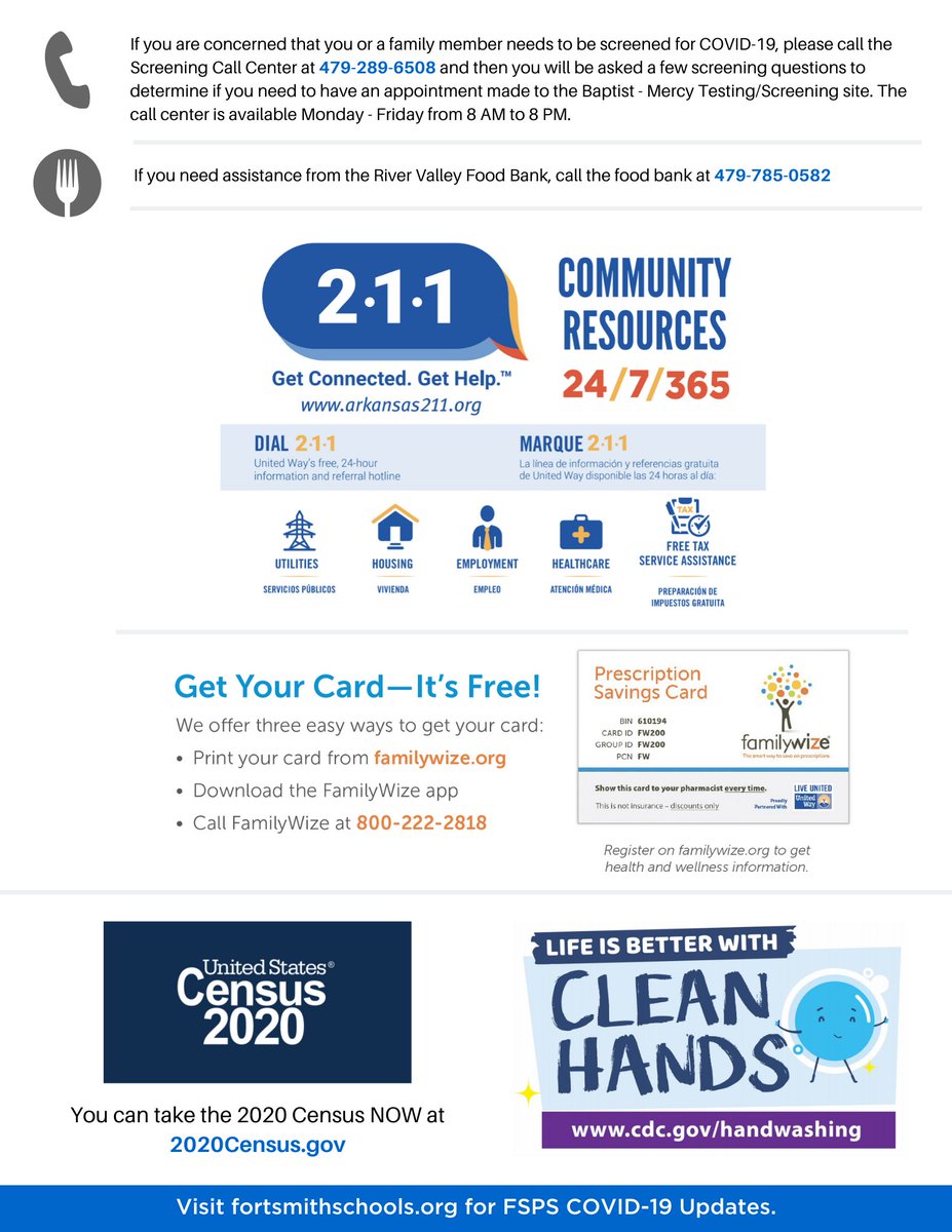 FSSchools's tweet photo. We created a helpful resource guide that includes information on technology support, affordable ways to connect to the internet, wifi locations in the community, school nurse support, and other community resources. Please share this information with your friends and family. (2/4) https://t.co/DzHj6TD8F3