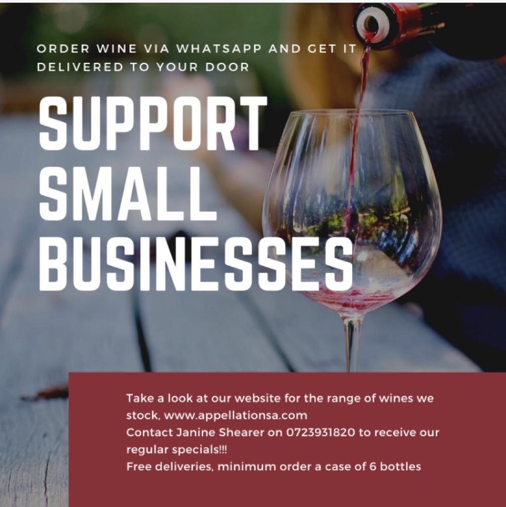 SaAppellation's tweet photo. Order wine via WhatsApp &amp;  get it delivered to your door!

Take a look at our website for the range of wines we stock and contact Janine Shearer to receive our regular specials: 072 393 1820

#supportsmallbusinesses https://t.co/tie1RkiHwS