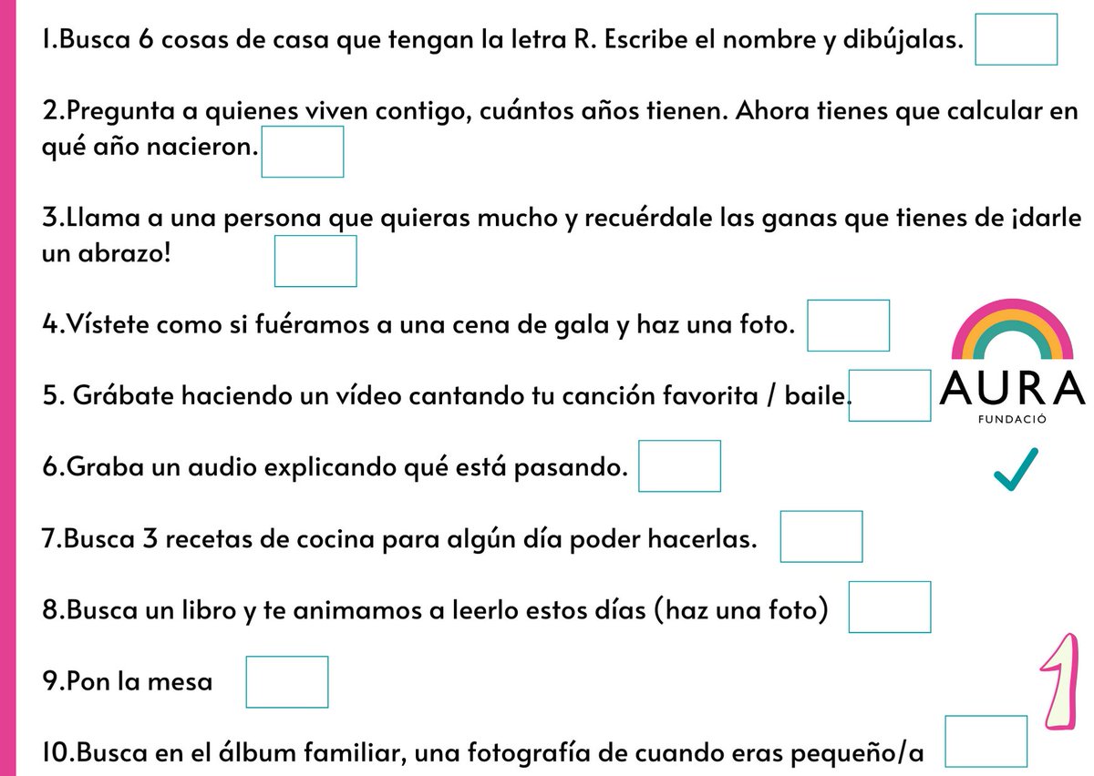 aurafundacio's tweet photo. Primers 10 reptes / Primeros 10 retos
#AuraGame #joemquedoacasa #joactuo #YoMeQuedoEnCasa https://t.co/MAtqkM7QCH