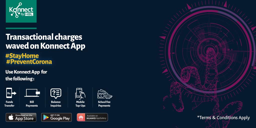 During these troubling times, you are advised to avoid cash handling and limit public interactions. For your convenience, all transactional charges have been waived on Konnect. 
Download now: bit.ly/2GvZZ4N
#StayHome #PreventCorona #KonnectByHBL #AbLifeHaiSimple