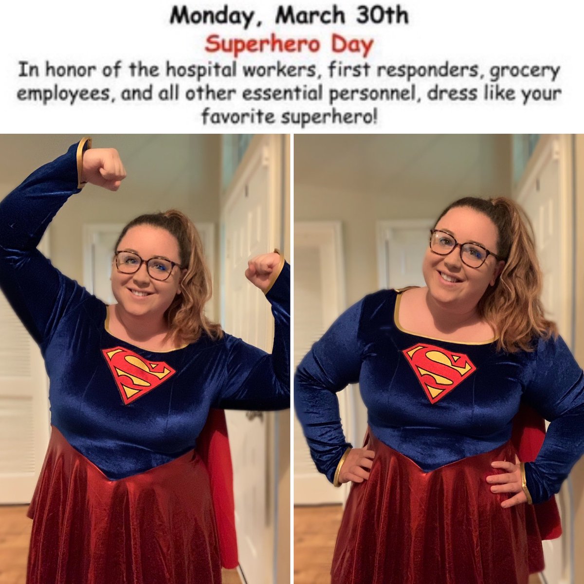 MissKVoitle's tweet photo. Supergirl is my favorite super hero because 1. Her powers can overtake Superman’s! 2. She is the first superhero women to have her own movie! #BrenhamCubsStayHome https://t.co/fCgZP90YPP