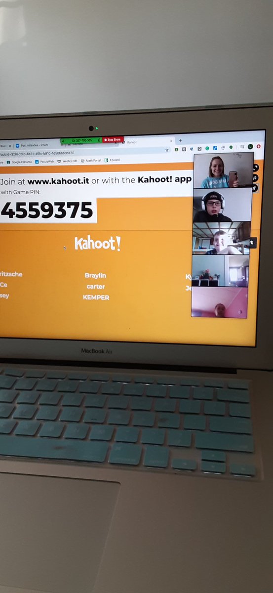 MissWithrow217's tweet photo. In all this craziness it was SO good to see Ss today. We played @GetKahoot using @zoom_us. We reviewed our knowledge of #planets and then played a just for fun logos game. I miss the classroom and these Ss so much! @TSDMarshall #talawandaempowers #thisisMEtsd https://t.co/2xBYvkIfXG