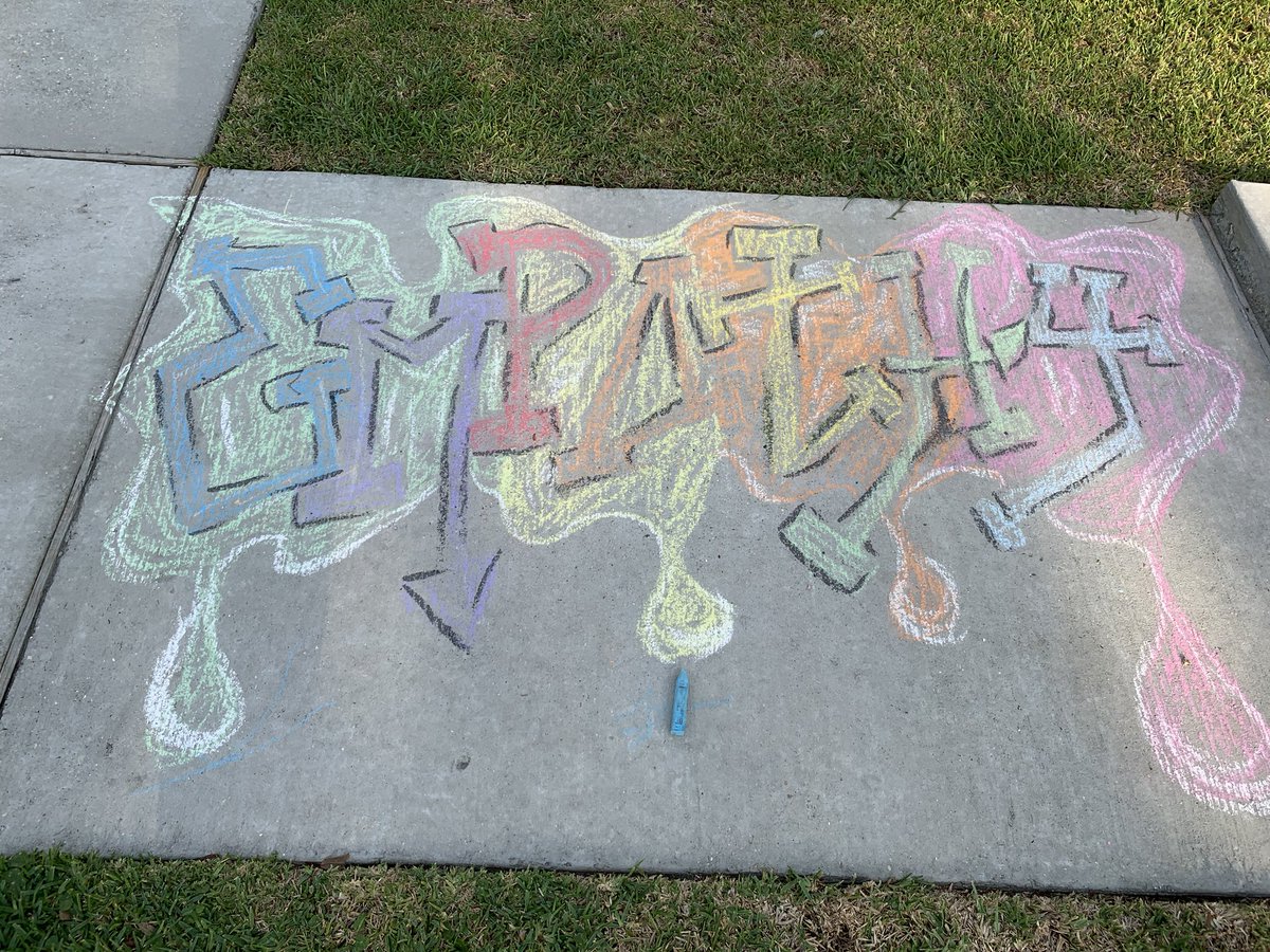 bethelightgroup's tweet photo. It’s a challenge! High schoolers, sidewalk chalk is for you, too!! Join me by sharing your own message to your neighbors as you stay at home. #GraffitiAtHome @CobbPerLearning @_CindyWallace_ https://t.co/BufxGsghZe