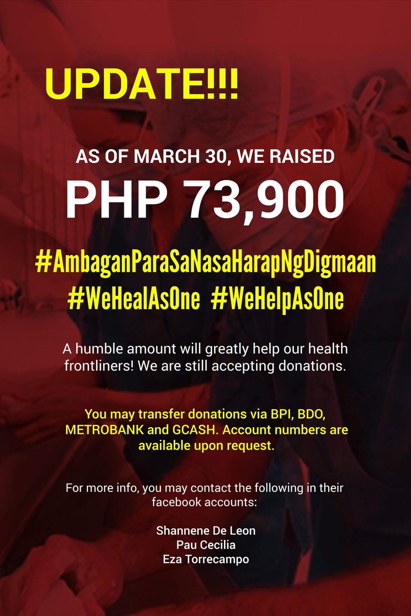 ezzahschonxxi's tweet image. #AmbaganParaSaNasaHarapNgDigmaan
#WeHealAsOne
#WeHelpAsOne
#COVID2019
#Covid_19
#coronavirus
#TanongNgTaongBayan