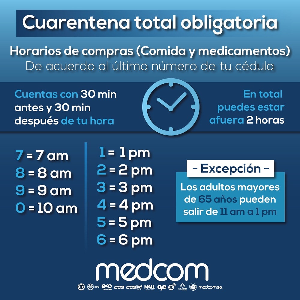 Quédate en casa y solo sal en los horarios de cuarentena total obligatoria por lo estrictamente necesario para alimentos y medicamentos #ProtégetePanamá #MedcomMedios