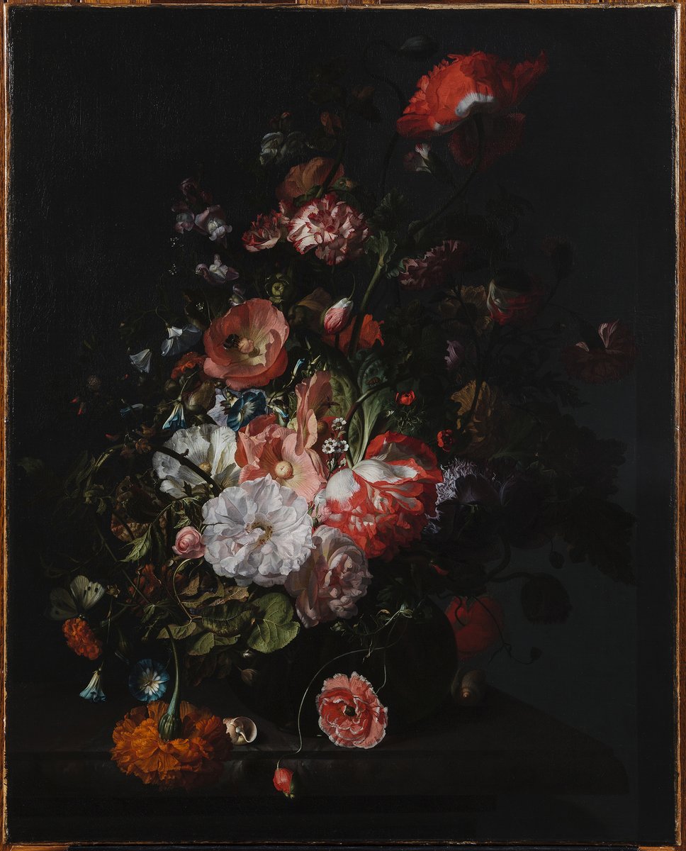 ToledoMuseum's tweet photo. Today's #ArtMinute, sponsored by @AmericanFrame, is:

Rachel Ruysch, "Flower Still Life." 1956.57

#MuseumFromHome
#5WomenArtists
#WomensHistoryMonth https://t.co/AYzE3BmJql