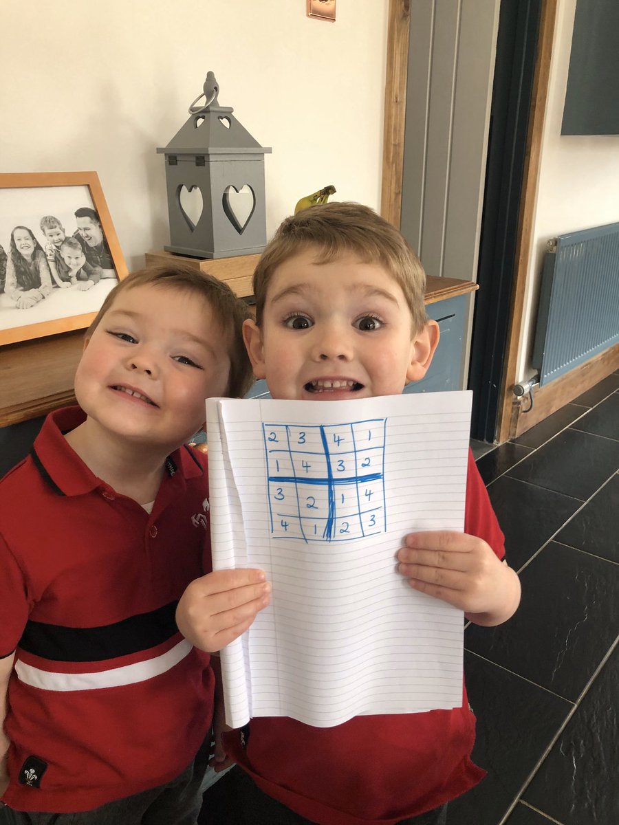 ClaireEnticott's tweet photo. @TonLowerSchool Harry enjoying his sudoku challenge.......obviously with a little help from his younger brother Oliver 😁🙈 https://t.co/91dG0yXRh9