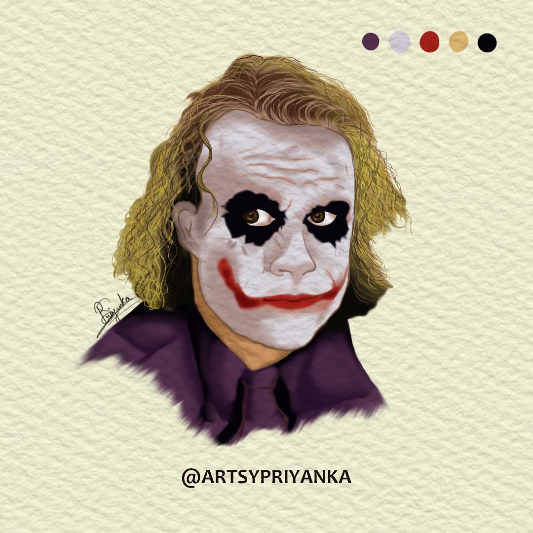 ArtsyPriyanka's tweet photo. "WHY SO SERIOUS?"

#Joker #Batman #heathledger #painting #wacomindia #indiefolio #ps #freelancer #artist #fiverrseller #paidworks #illustrator https://t.co/vyrZqnfSVG