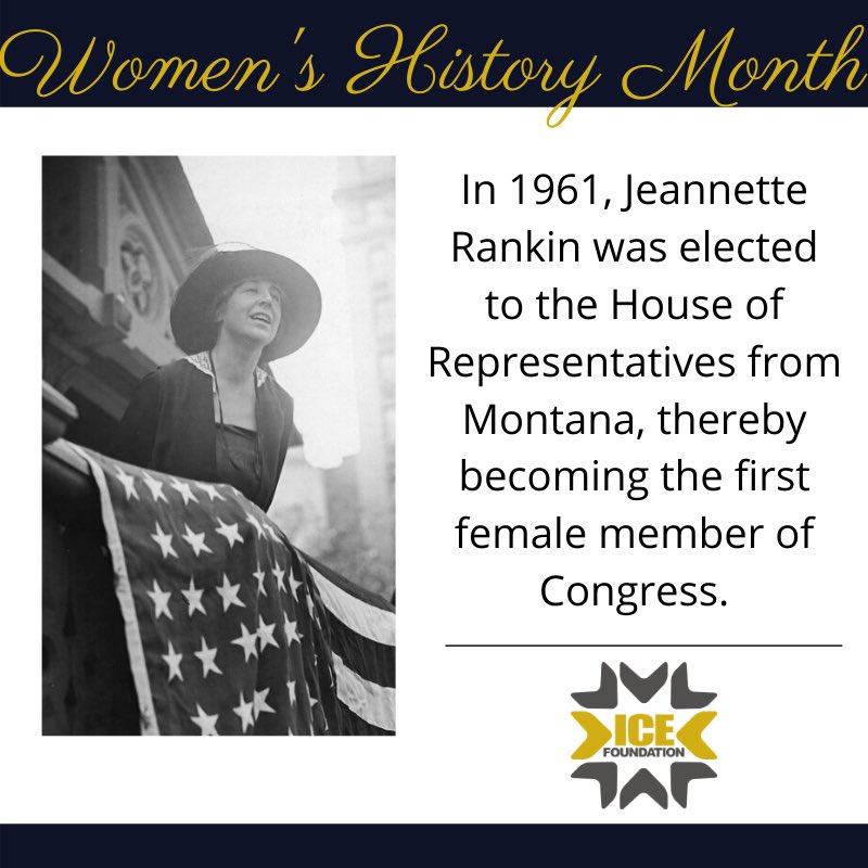 FoundationICE's tweet photo. #WomensHistoryMonth Celebrating the contributions of women throughout history. Anyone can change the world for the better!
#womenfirsts #makinghistory #firstcongresswoman #politicalhistory #change #history https://t.co/8FNFGCWcTV