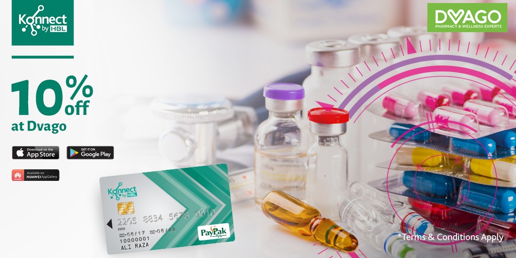 Flat 10% off at Dvago!
Avoid cash handling and use your Konnect Debit Card at Dvago to get a 10% discount!  
Download now: bit.ly/2GvZZ4N 
Terms and conditions apply.
#KonnectbyHBL  #AbLifeHaiSimple  #KonnectPackages #KonnectDebitCardPackage