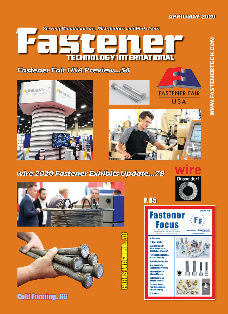 The April/May 2020 issue of FTI can be seen online here bluetoad.com/publication/?i…. FTI details including the revised 2020 Editorial Plan can be seen here fastenertech.com/index.asp.