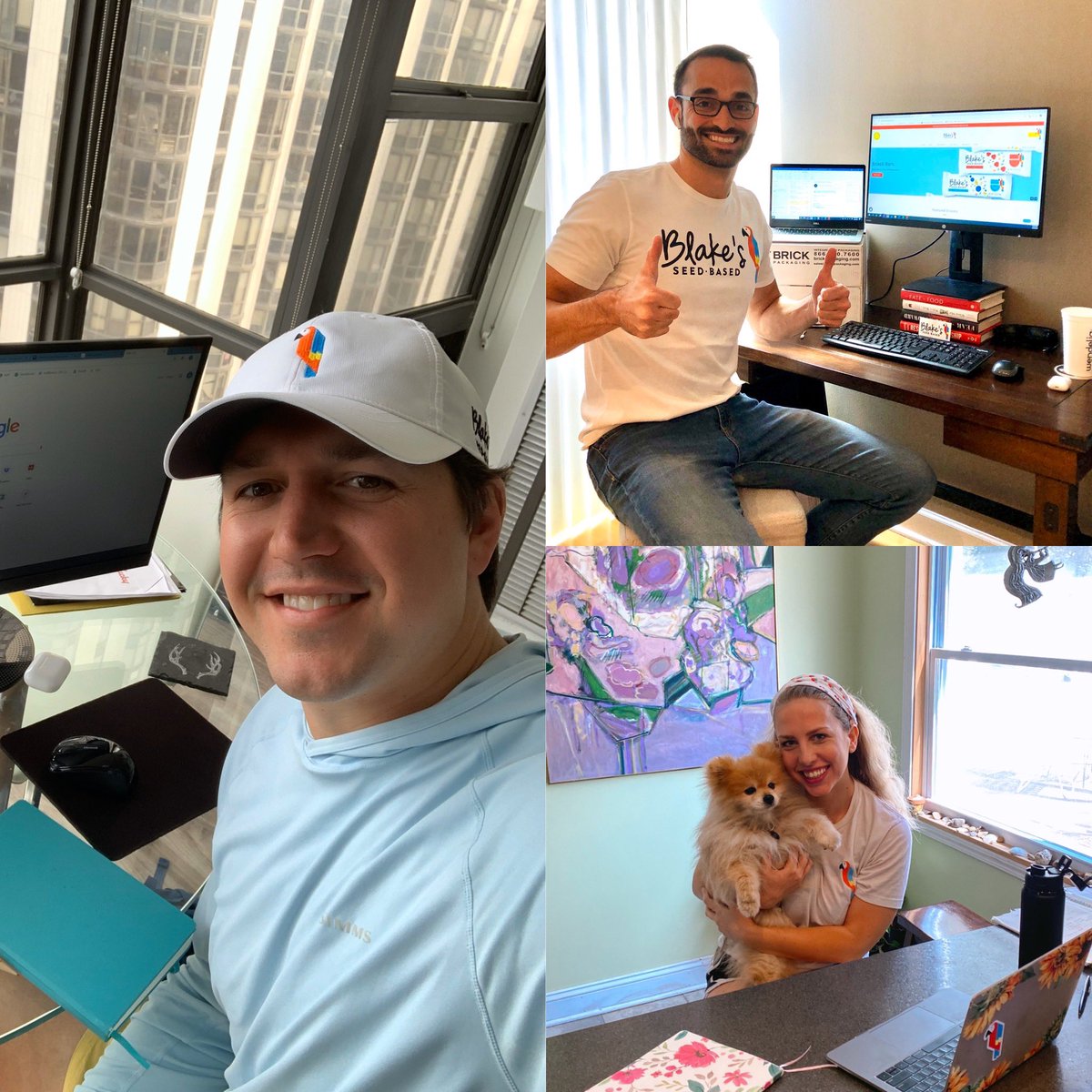 eatblakes's tweet photo. Selfie check in from the BSB Team as we navigate this whole work from home thing! #SeedYourPassion #ParrotMode https://t.co/moqbaVTz8t