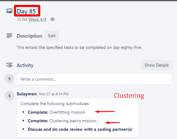 tjtechi's tweet photo. 1/2: π₯ Day 85 of #90DaysOfDataquest:
πWe will continue the current course with Overfitting mission
and Clustering basics mission. Why not join the moving data science Train ππ.
π Check out the Trello daily learning plan from https://t.co/QEDNThH29l
#MachineLearning #data https://t.co/0wj3lfHDcf