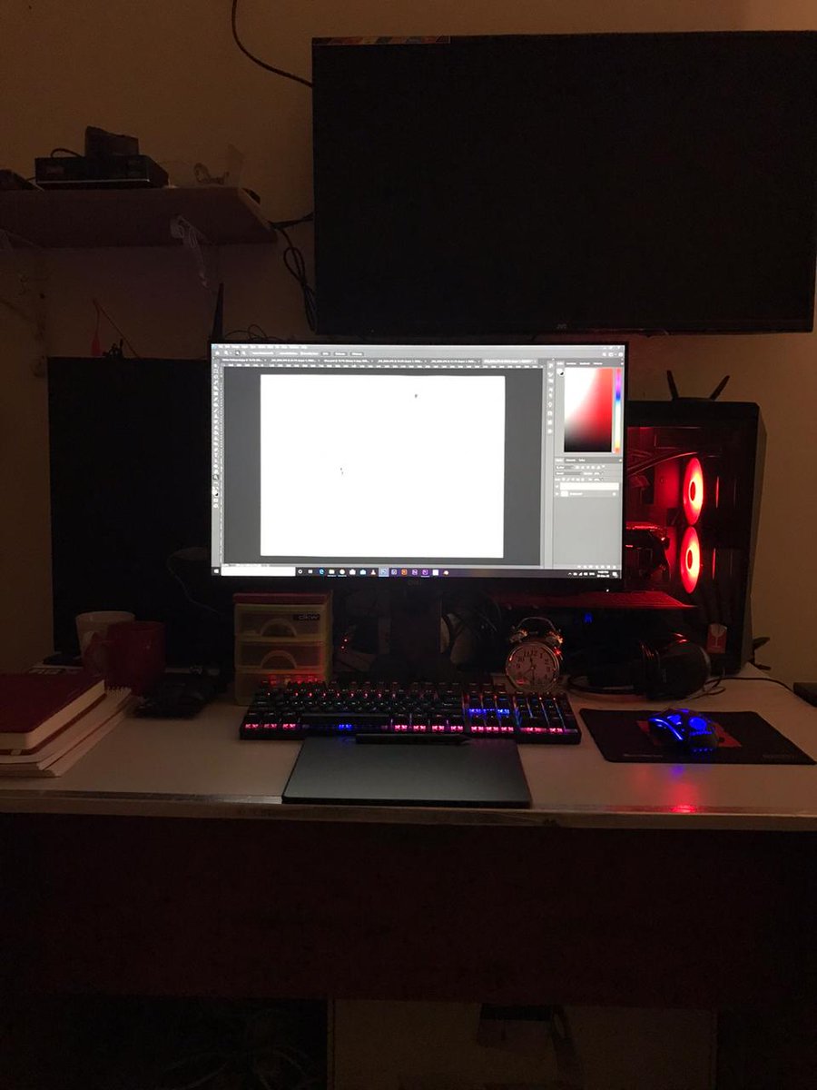 clockworkbh's tweet photo. Creative comfort can be anywhere 🥰 Our digital designer Dion’s lit #WFH work space helps him stay Zen and productive as we take on plenty new creative challenges 🖱️ ⌨️ 

#weareclockwork #StayHome #StaySafe #StayInspired #teambahrain https://t.co/R9oGwZUL55