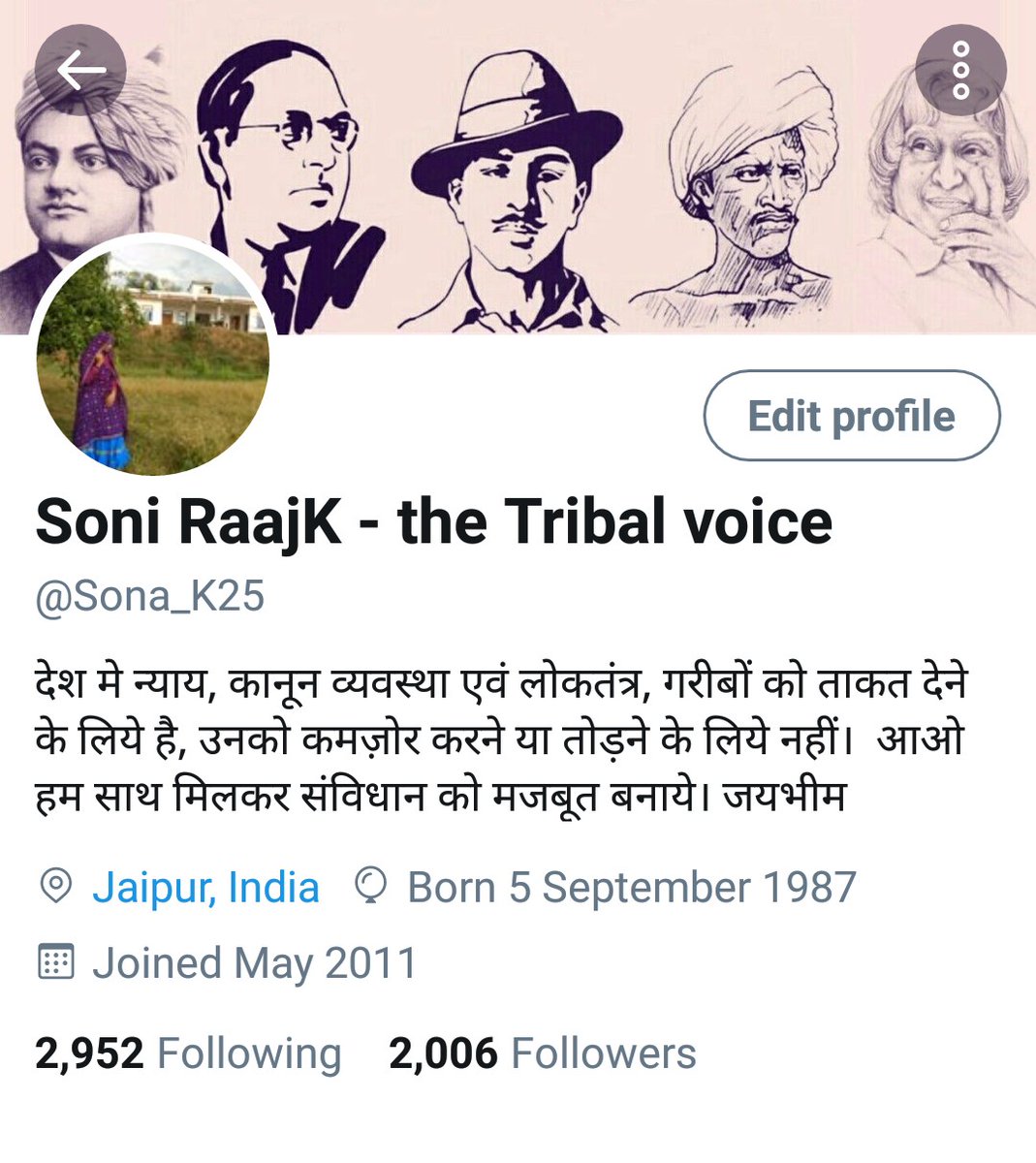 Khemu59's tweet photo. #2KFollower हो गए साथियों,
आप सभी को बहुत-बहुत धन्यवाद,

मैं कोशिश करती हूं कि मेरी विचारधारा से जुड़े हुए सभी भाई/बहिन को 100% #Followback की,  सभी इसी तरह एक-दूसरे को Followback दीजिये, और #Twitter पर शोषित और आदिवासियों के लिए लिखिए।

सोनम मीणा @Sona_K25
राजस्थान https://t.co/vSHFiDcaP4